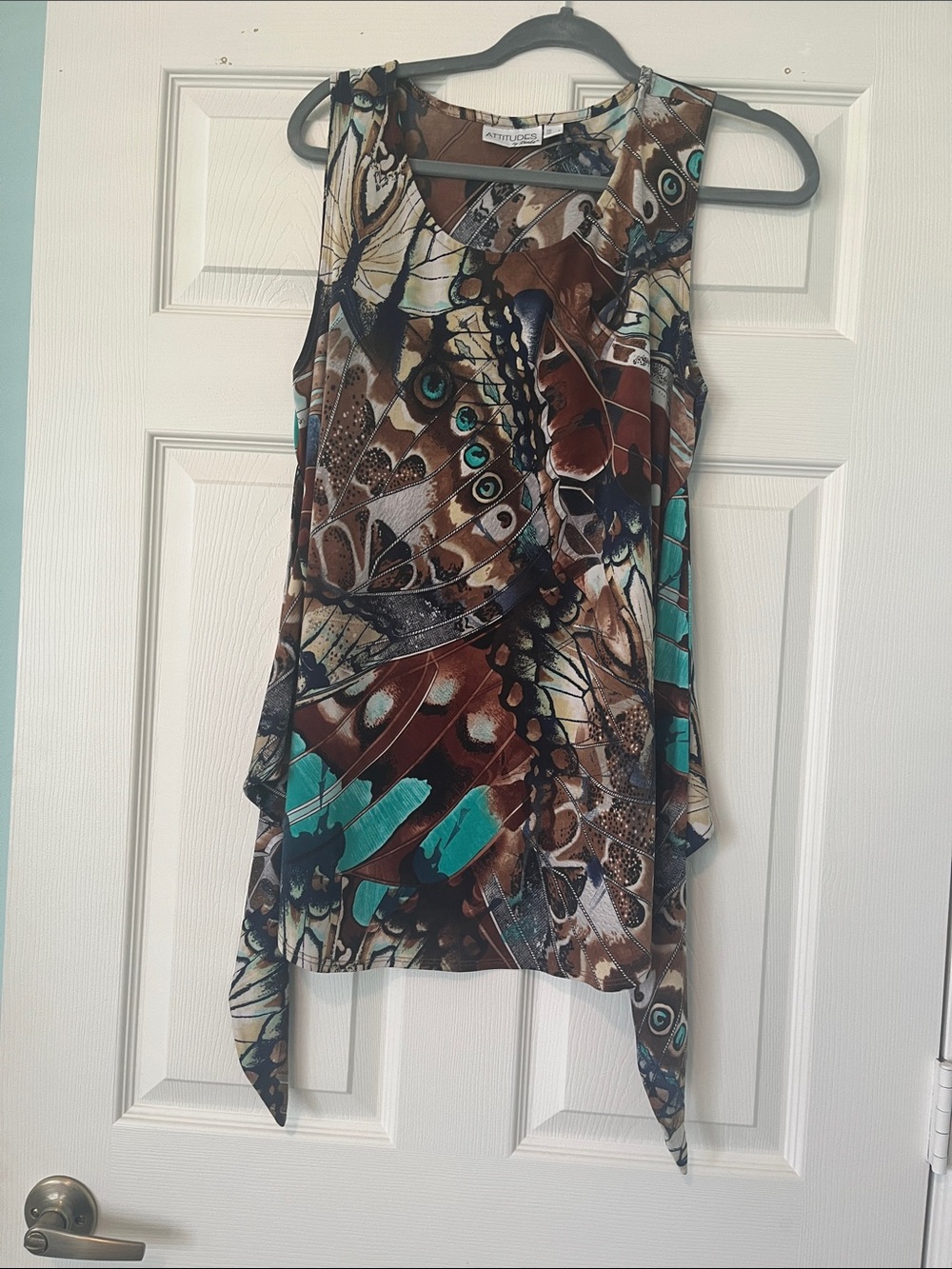 Attitudes by Renee Brown Teal Multi-Print Tunic